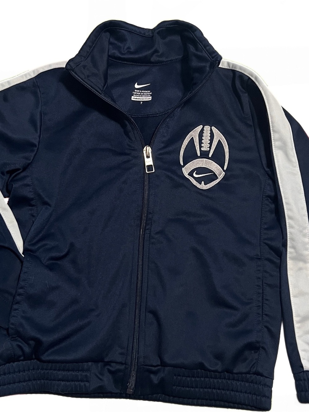 Nike Boys' Navy Jacket with White Shoulder Stripes